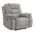 Intercon Furniture Cody Top Grain Leather Dual-Power Recliner in Light Gray