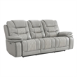 Intercon Furniture Cody Transitional Leather Dual-Power Sofa in Light Gray