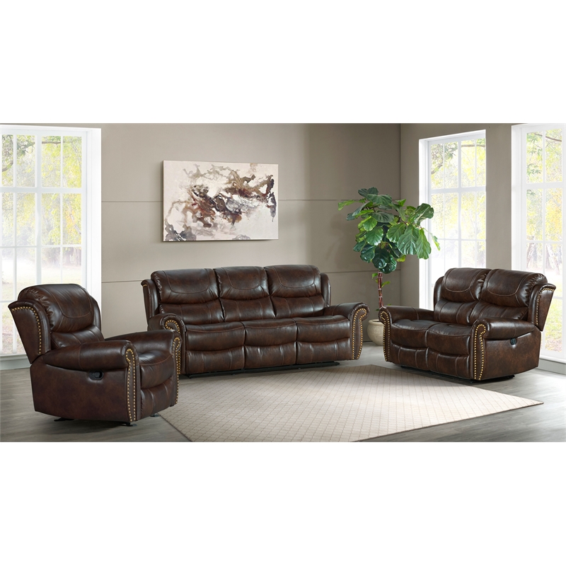 Intercon Furniture Hyde Park Faux Leather Manual Glider Recliner in Mahogany