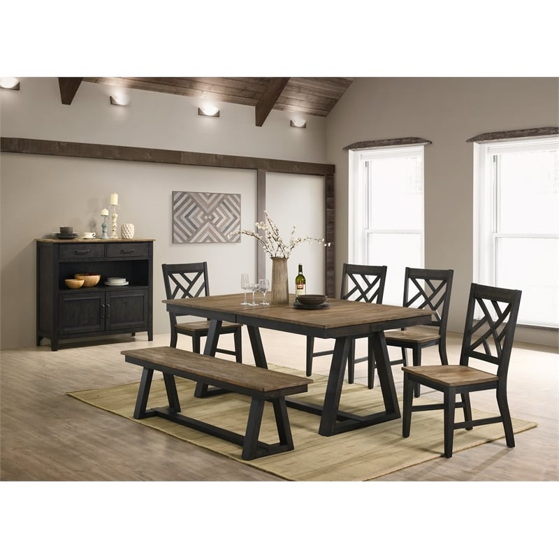 Intercon Furniture Harper Wood Lattice Back Chair in Brown/Pecan (Set of 2)