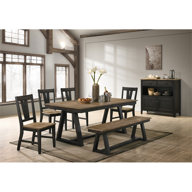Intercon Furniture Harper Transitional Wood Trestle Table in Brown/Pecan