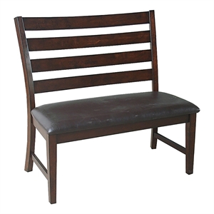 Intercon Furniture Kona 24&quot PU and Wood Ladder Back Bench in Brown