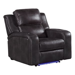intercon furniture silhouette leather dual-power recliner in slate gray