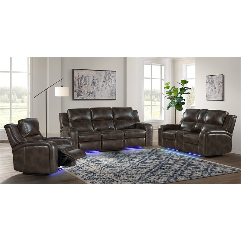 Intercon Furniture Silhouette Leather Dual-Power Recliner in Slate Gray