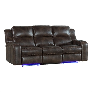 intercon furniture silhouette leather dual-power recliner sofa w/drop in coffee