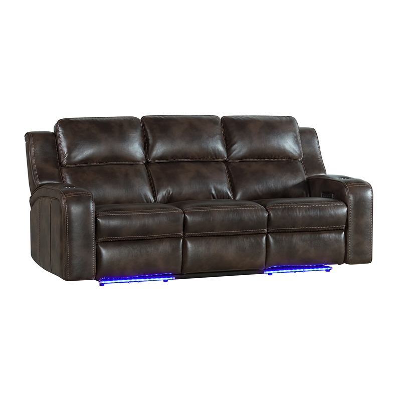 Intercon Furniture Silhouette Leather Dual-Power Recliner Sofa w/Drop in Coffee