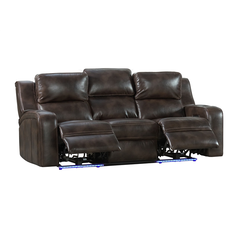 Intercon Furniture Silhouette Leather Dual-Power Recliner Sofa w/Drop in Coffee