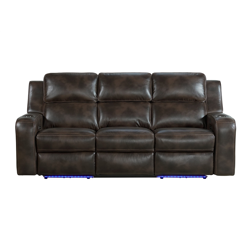 Intercon Furniture Silhouette Leather Dual-Power Recliner Sofa w/Drop in Coffee