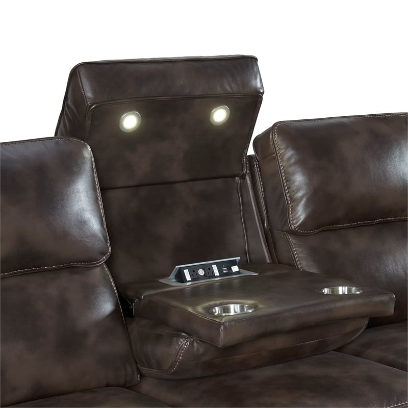 Intercon Furniture Silhouette Leather Dual-Power Recliner Sofa w/Drop in Coffee