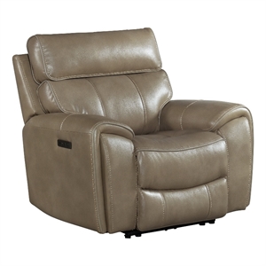 intercon furniture summit faux leather dual-power recliner in mushroom gray