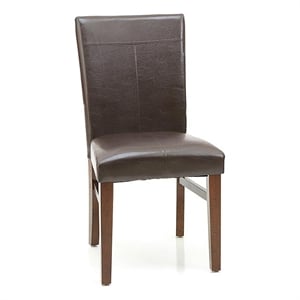 Intercon Furniture Kona PU and Wood Parson's Side Chair in Brown (Set of 2)