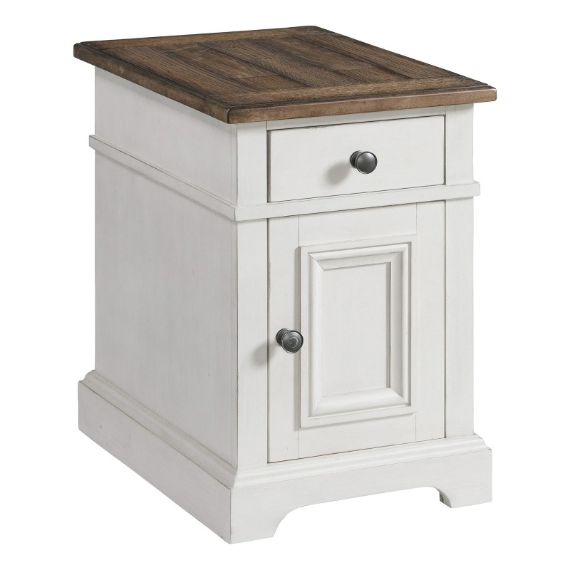 Intercon Furniture Drake Traditional Wood Chairside Table in White/Oak