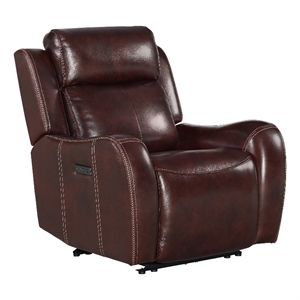 intercon furniture wainwright leather dual-power recliner in brown