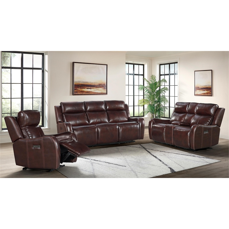 Intercon Furniture Wainwright Transitional Leather Dual-Power Sofa in Brown