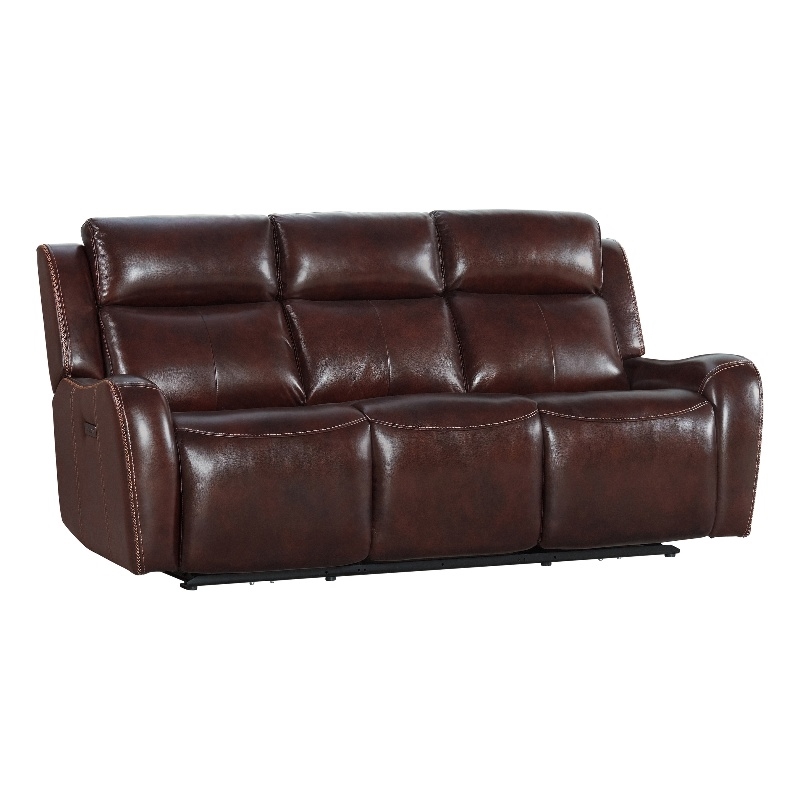 Intercon Furniture Wainwright Transitional Leather Dual-Power Sofa in Brown