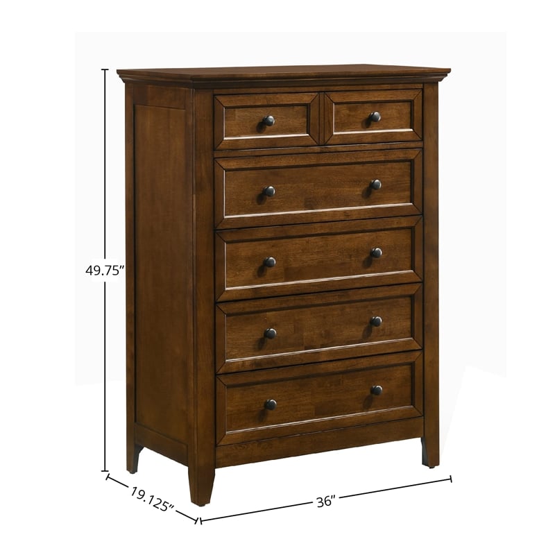 Intercon Furniture San Mateo Youth 5-Drawer Transitional Wood Chest in Brown