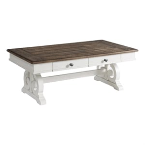 Intercon Furniture Drake Traditional Wood Coffee Table in Rustic White/Oak