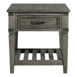 Intercon Furniture Foundry 24&quot Transitional Wood Veneer End Table in Pewter