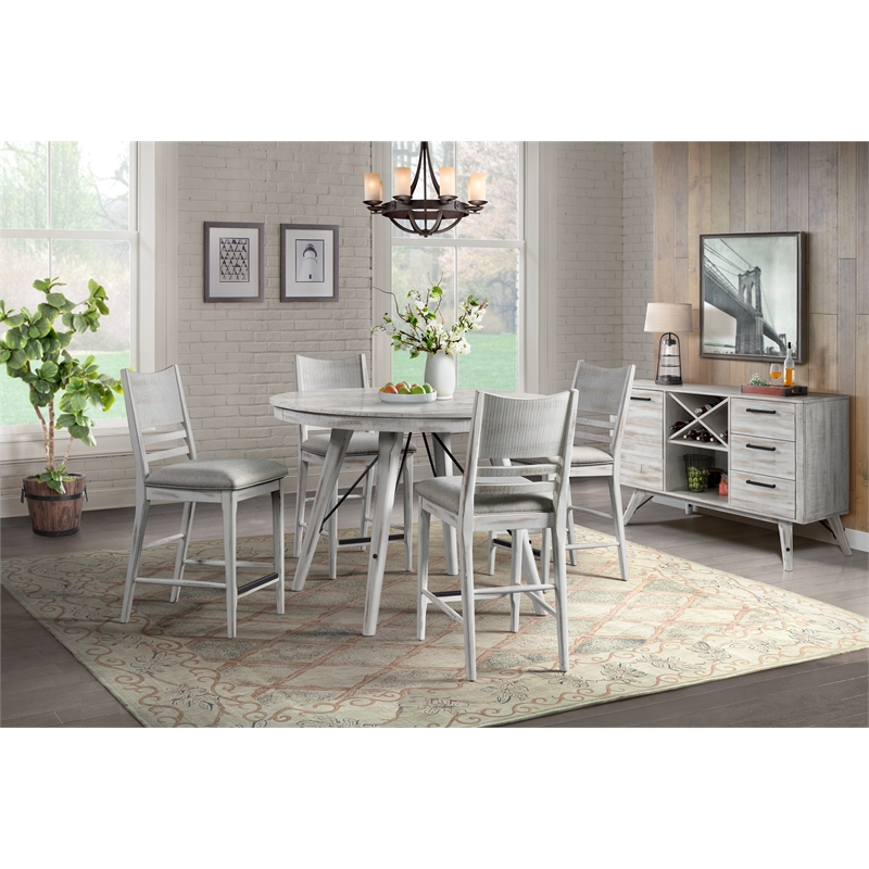 Intercon Furniture Modern Rustic Wood Panel Back Stool in White (Set of 2)