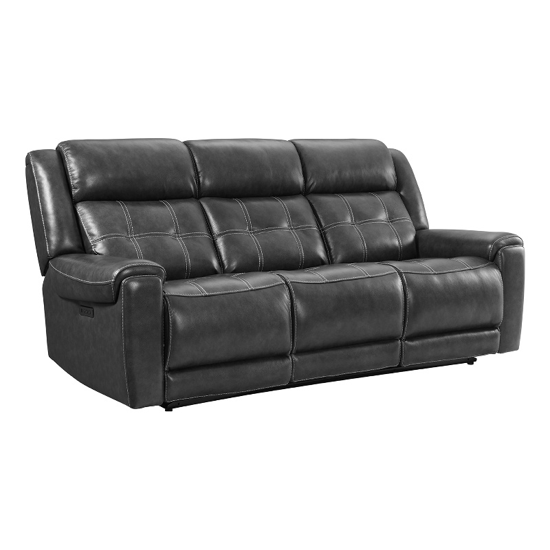 Intercon Furniture Regis Faux Leather Dual-Power Sofa in Charcoal