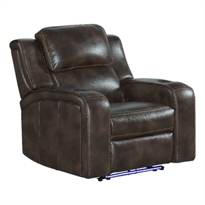 intercon furniture silhouette transitional leather dual-power recliner in coffee