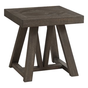 Intercon Furniture Hearst 24&quot Transitional Wood End Table in Chevron Gray