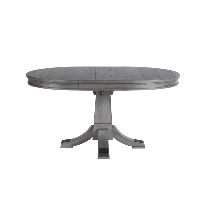 Intercon Furniture Transitional Wood Pedestal Table in Brushed Pewter