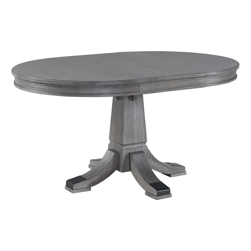 Intercon Furniture Transitional Wood Pedestal Table in Brushed Pewter