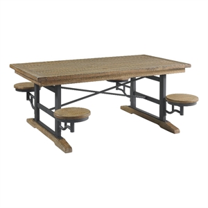 Intercon Furniture Farmhouse Wood Cafeteria Table w/ Swivel Seats in Brown