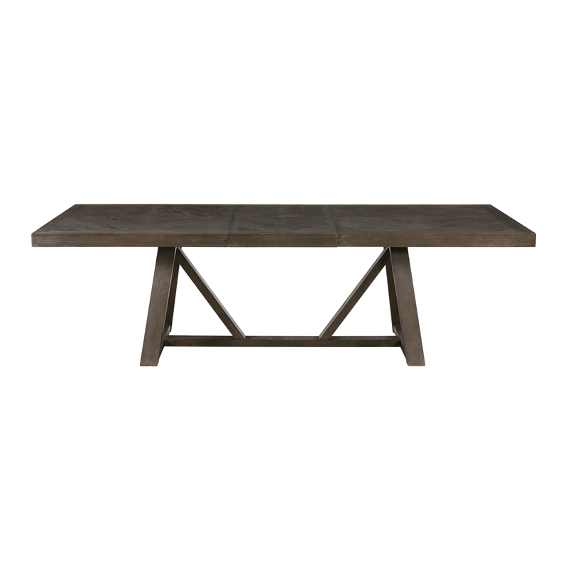 Intercon Furniture Modern Wood Trestle Table in Reclaimed Chevron Gray