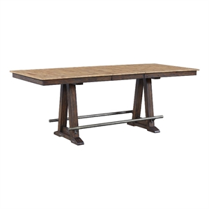Intercon Furniture Transitional Wood Trestle Counter Table in Driftwood/Sable