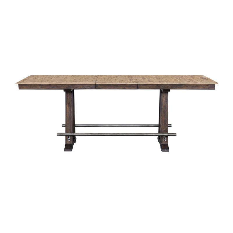Intercon Furniture Transitional Wood Trestle Counter Table in Driftwood/Sable