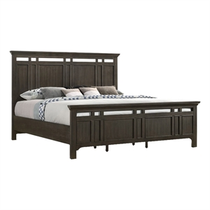 Intercon Furniture Hawthorne Bedroom Complete King Panel Bed in Charcoal