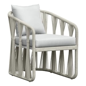 Intercon Alexa Outdoor Dining Side Arm Chair in White
