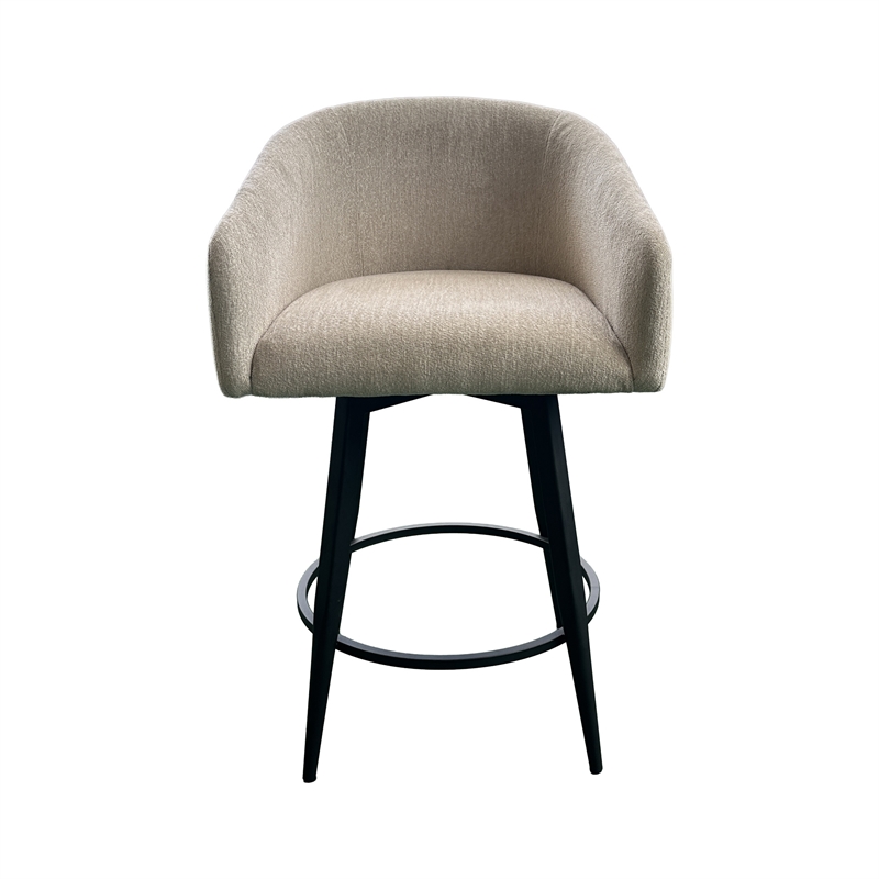 Intercon Metal Base Barstool with Barrel Seat in Champagne
