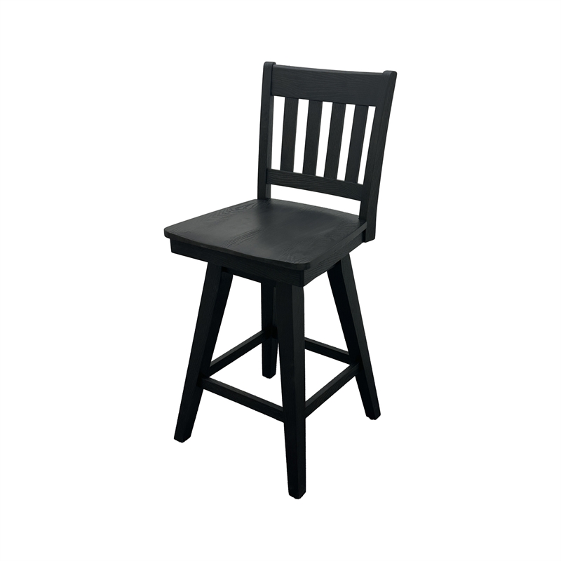 Intercon Wooden Barstool with Slat Back in Black