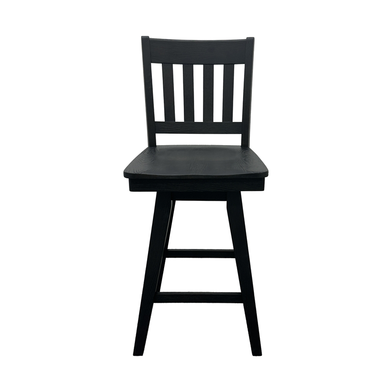 Intercon Wooden Barstool with Slat Back in Black