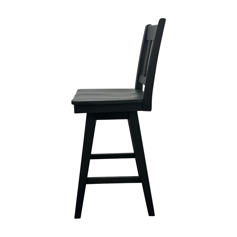 Intercon Wooden Barstool with Slat Back in Black