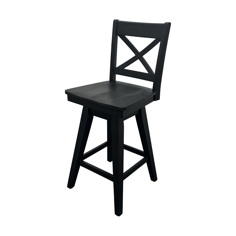 Intercon Wooden Barstool with X Back in Black