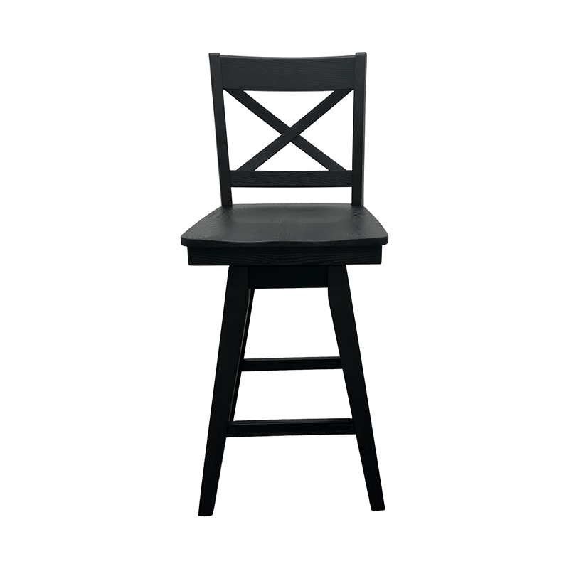 Intercon Wooden Barstool with X Back in Black