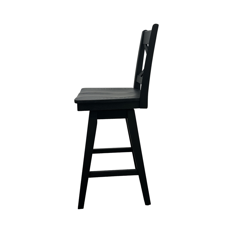 Intercon Wooden Barstool with X Back in Black