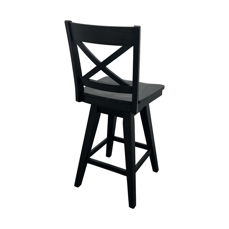 Intercon Wooden Barstool with X Back in Black