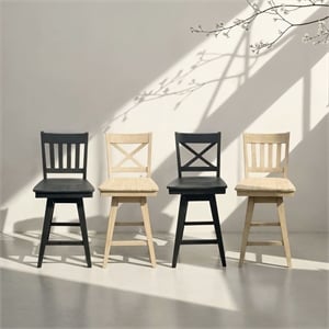 Intercon Wooden Barstool with X Back in Black