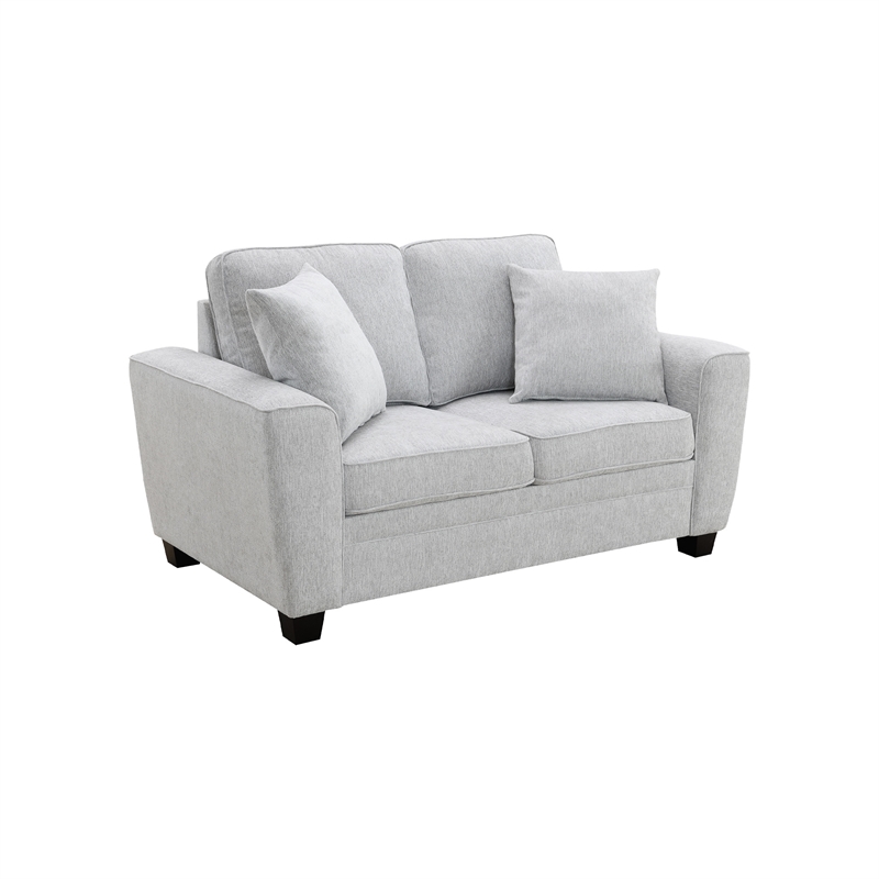 Intercon Ashbury Loveseat with 2 Pillows in TUP Soft Gray Chenille