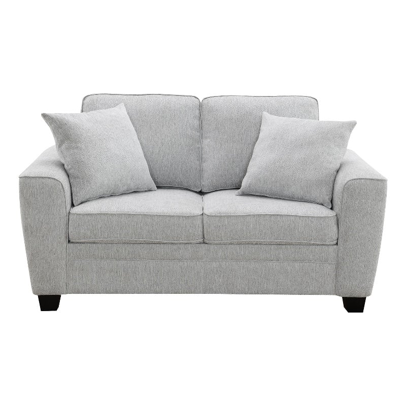 Intercon Ashbury Loveseat with 2 Pillows in TUP Soft Gray Chenille