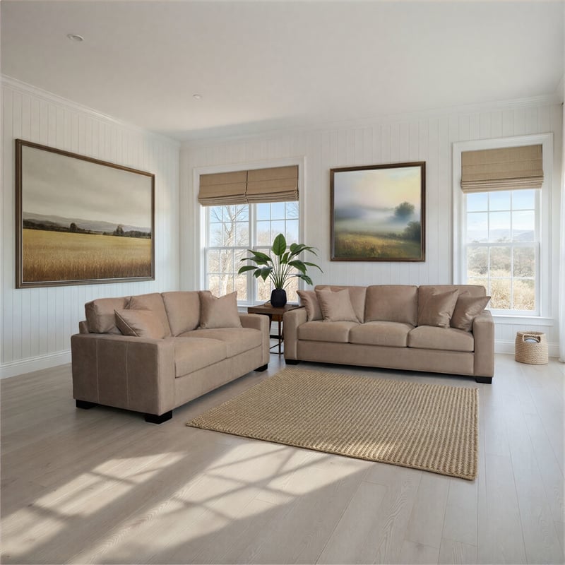 Intercon Dexter Loveseat with 4 Pillows in Taupe