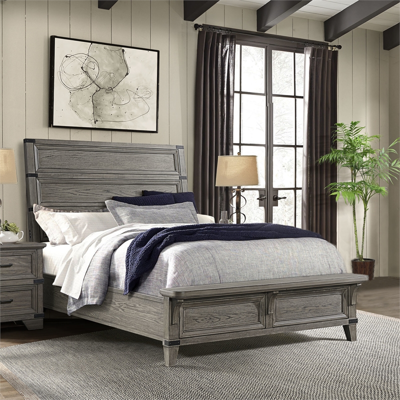 Intercon Forge Queen Bed in Brushed Steel in Brushed Steel