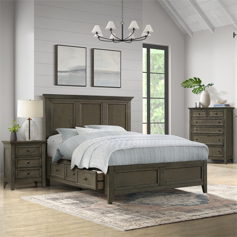 Intercon San Mateo Queen Storage Bed in Gray