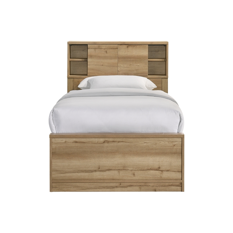 Intercon Vega Twin Bookcase Bed in Natural Nutmeg