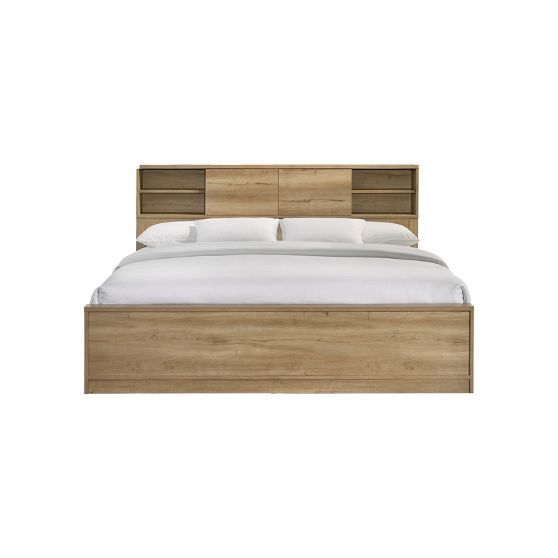 Intercon Vega King Bookcase Bed in Natural Nutmeg